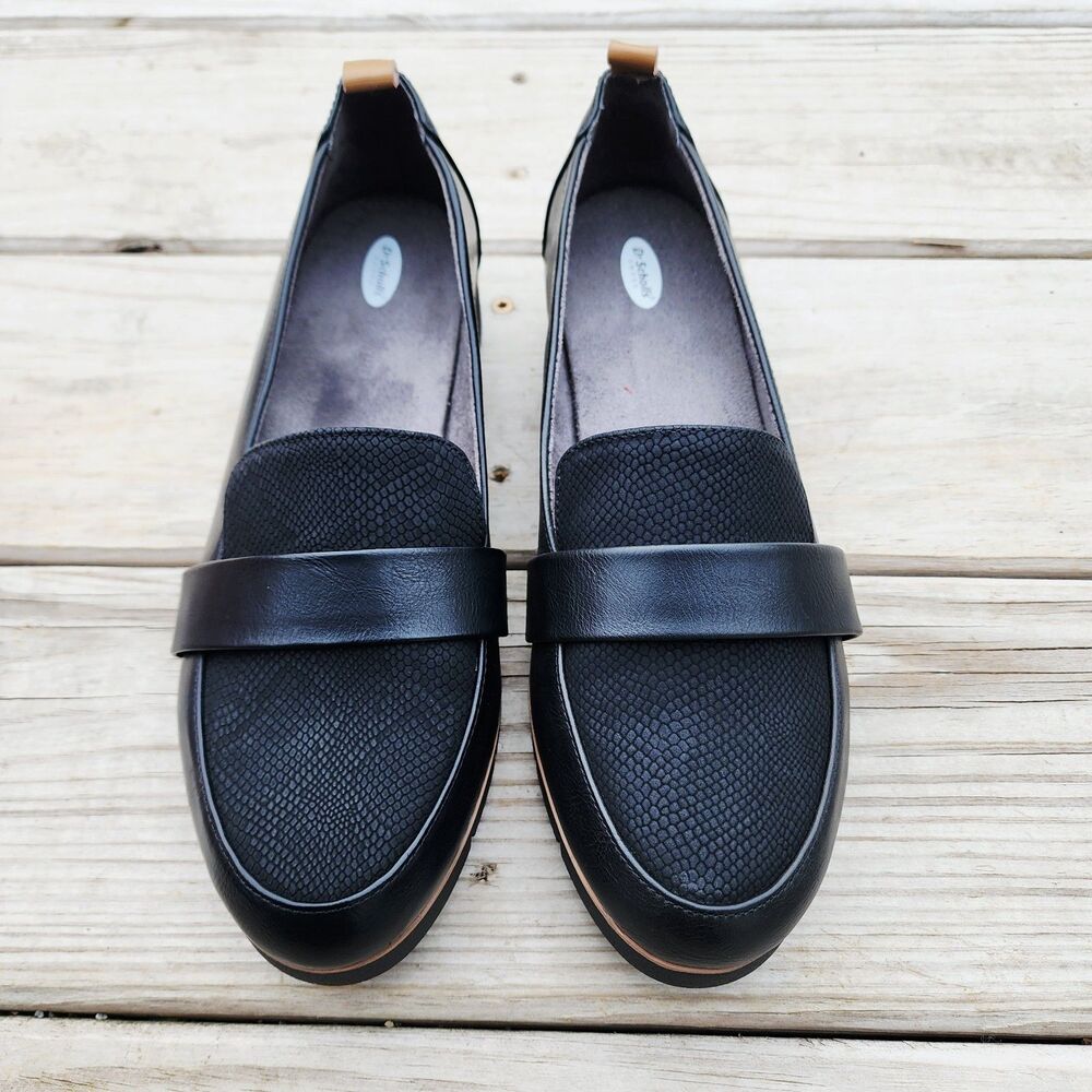 Dr. Scholl's Webster Black Snake Platform Loafer Women’s Size 9W